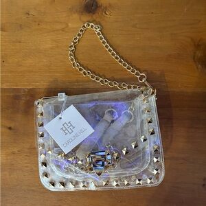 Clear Studded Bag with Gold Accents